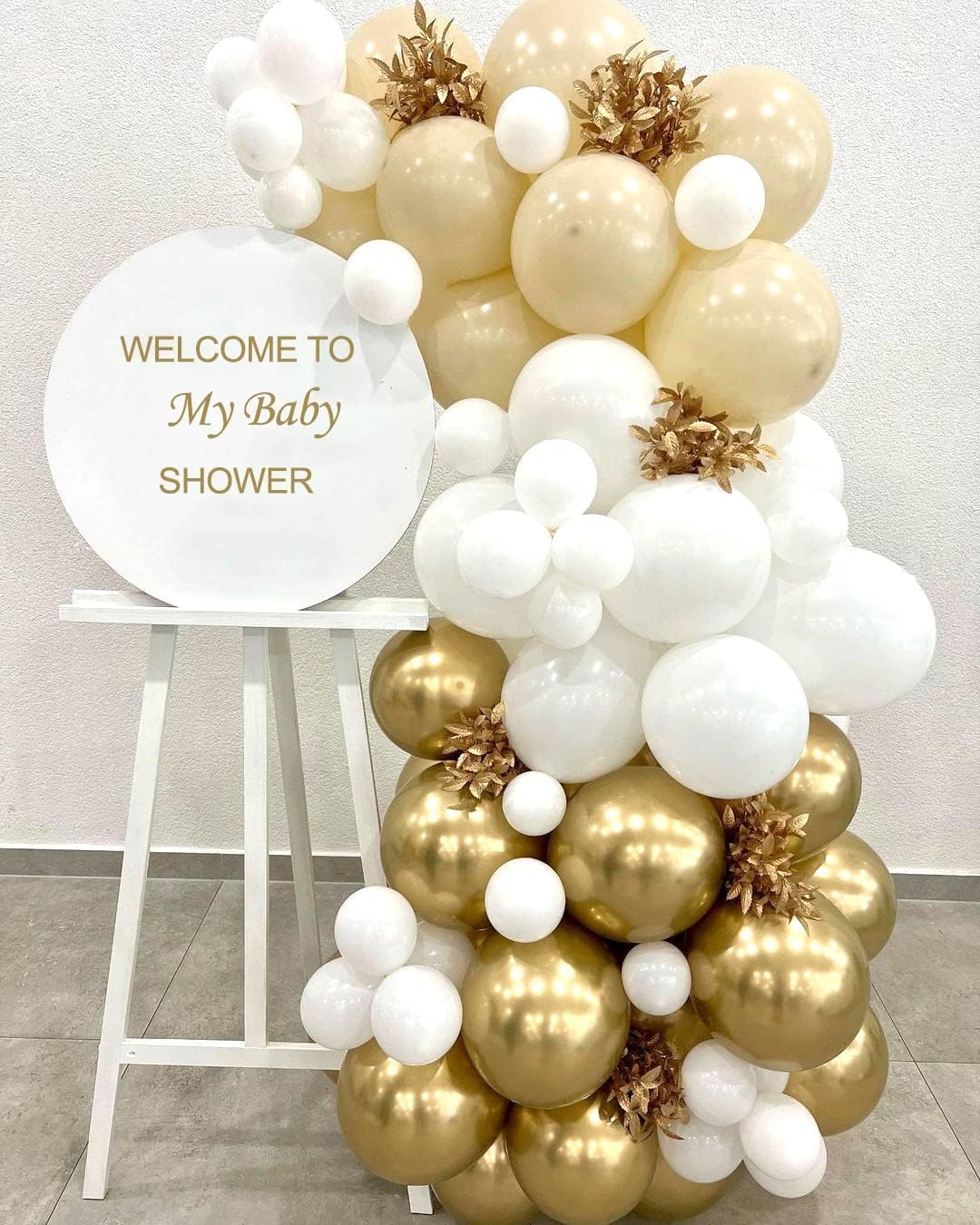 Detalle de Gold White Beige Balloons Set – 12-Inch Neutral Boho Latex Balloons (40-pack) for Weddings and Celebrations