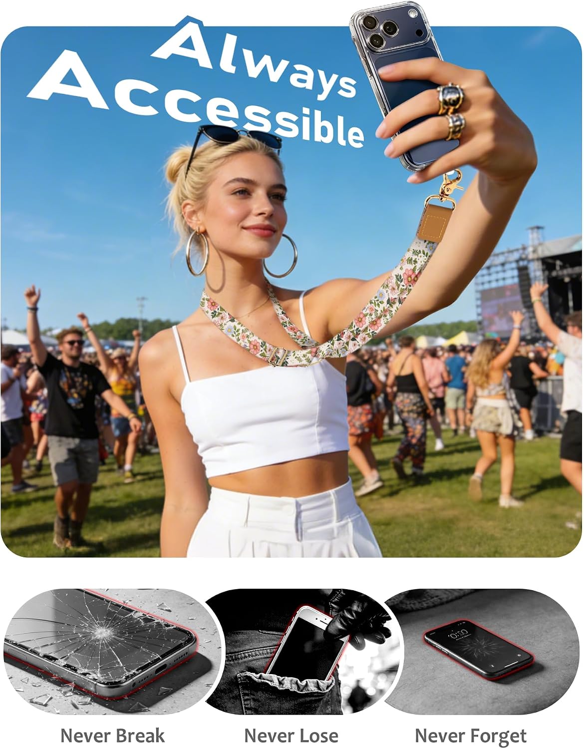 Thumbnail 4 de Yonlevres Phone Lanyard Flower Pattern