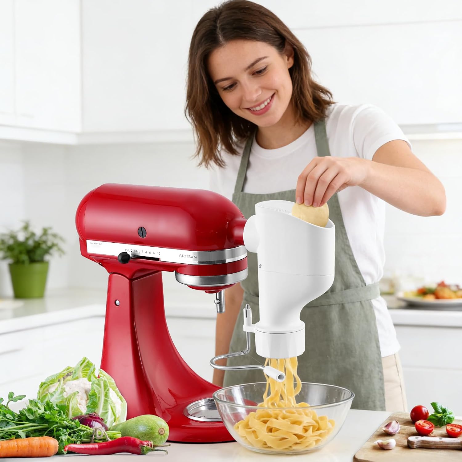 Detalle 1 de Gdrtwwh Pasta Press Attachment for KitchenAid Stand Mixers, 7 Discs