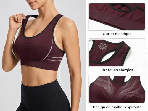 Detalle 1 de Brassière de sport Sykooria avec coussinets amovibles, rouge – taille S