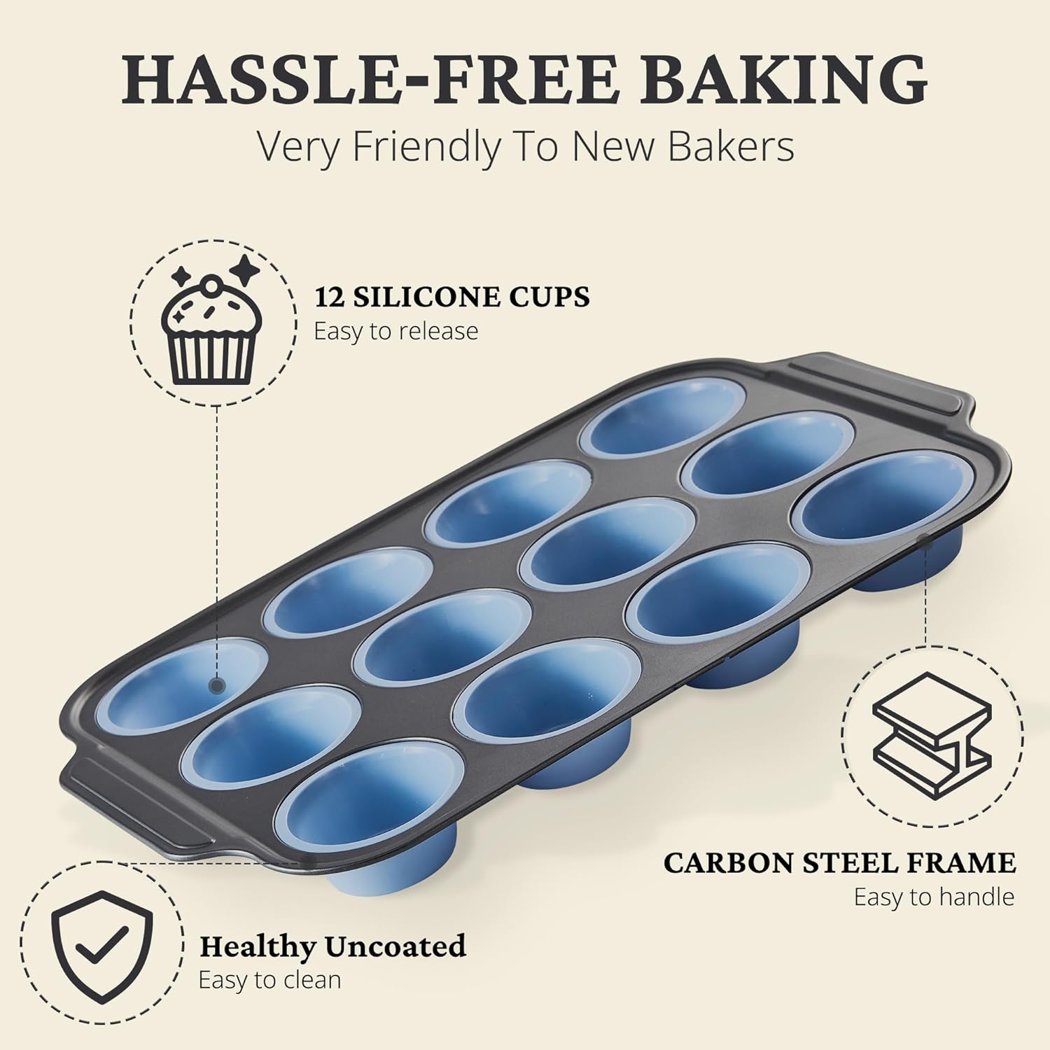 Thumbnail 5 de BRONYPRO Silicone Muffin Pans 12 🍰