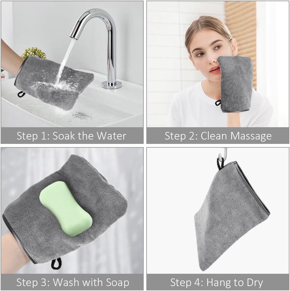 Detalle de HOTUT microfiber body wash mitts 15x20cm