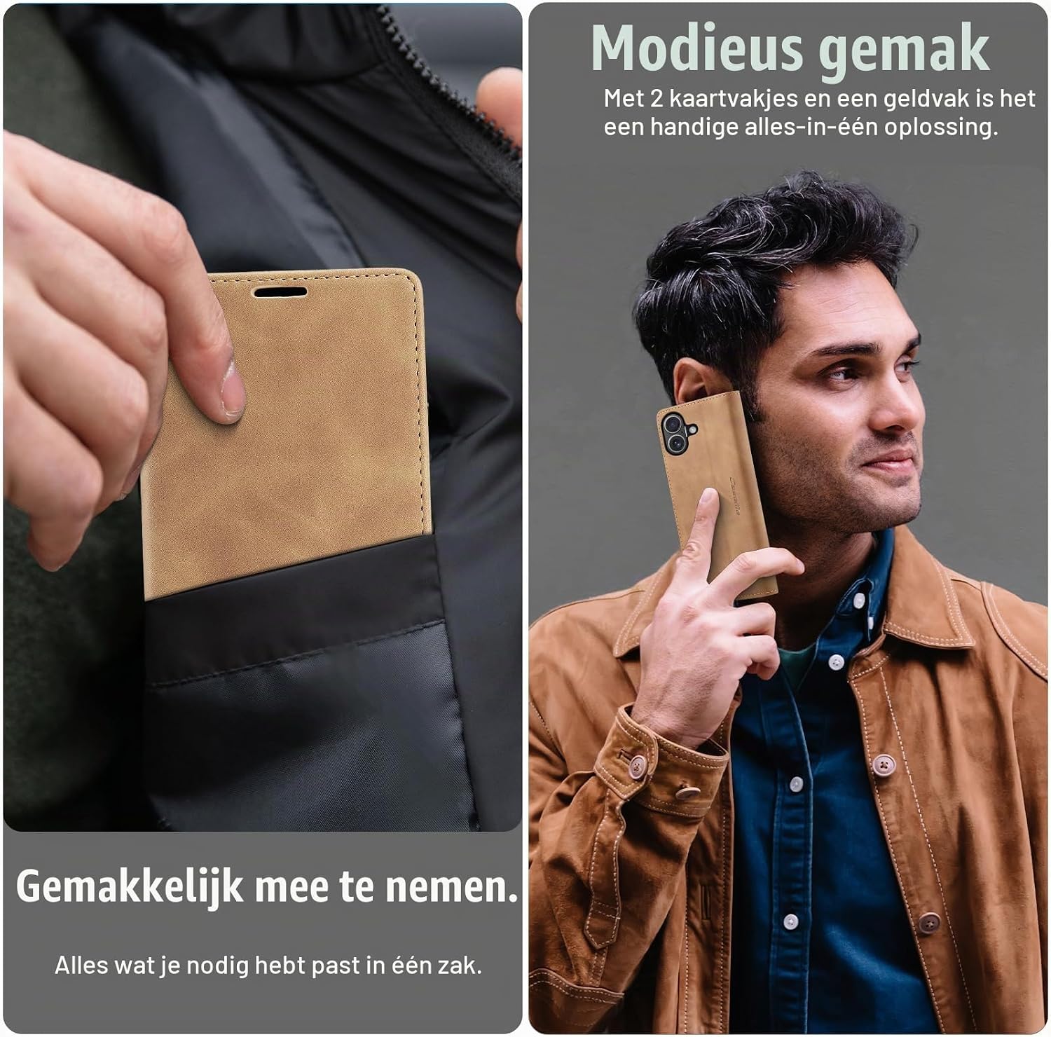 Detalle de Azororo iPhone 16 Plus 5G-hoesje met magnetische flip en standaard