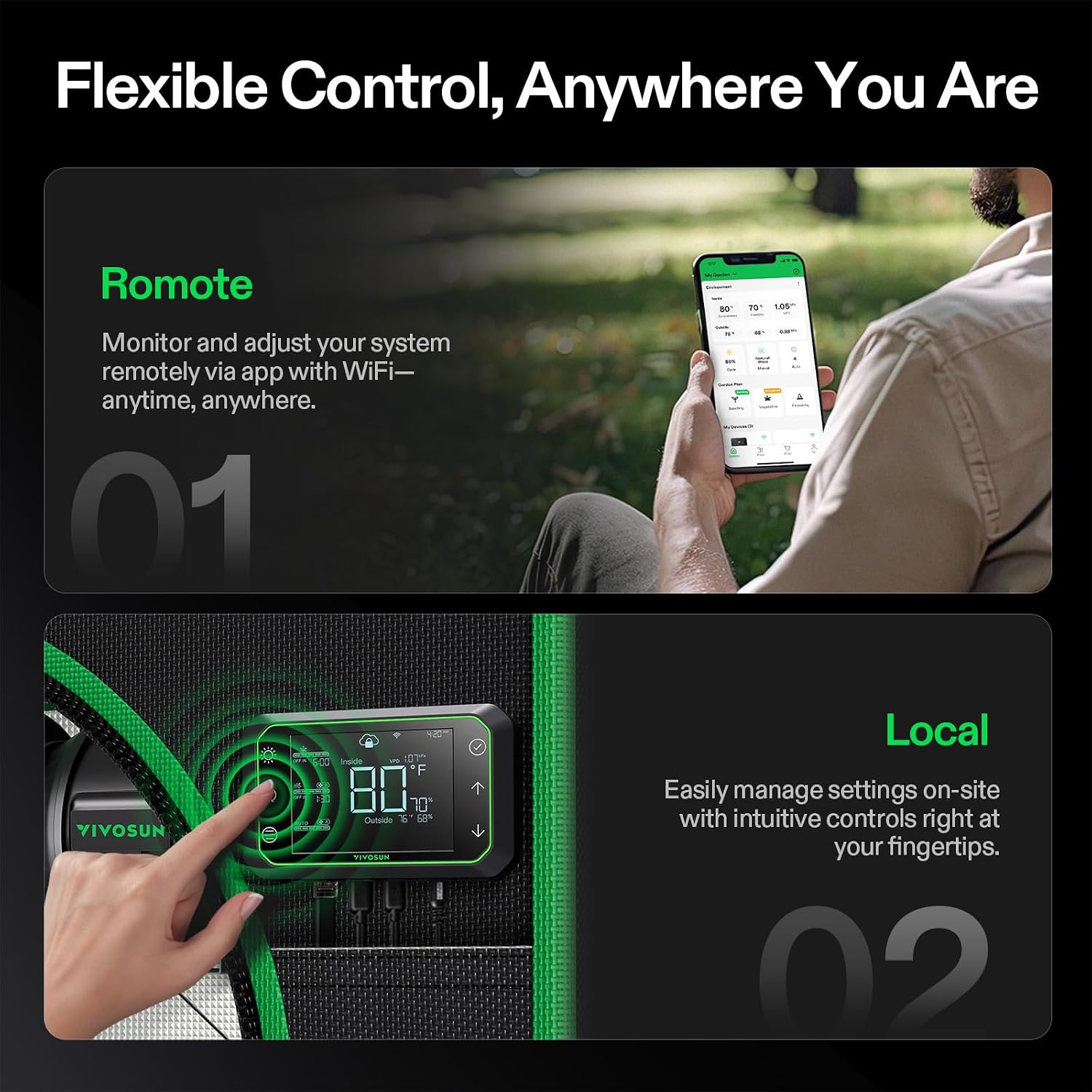 Thumbnail 5 de VIVOSUN 4 inch (100 mm) Inline Duct Fan with E42A WiFi-App Controller (EC motor, quiet exhaust)