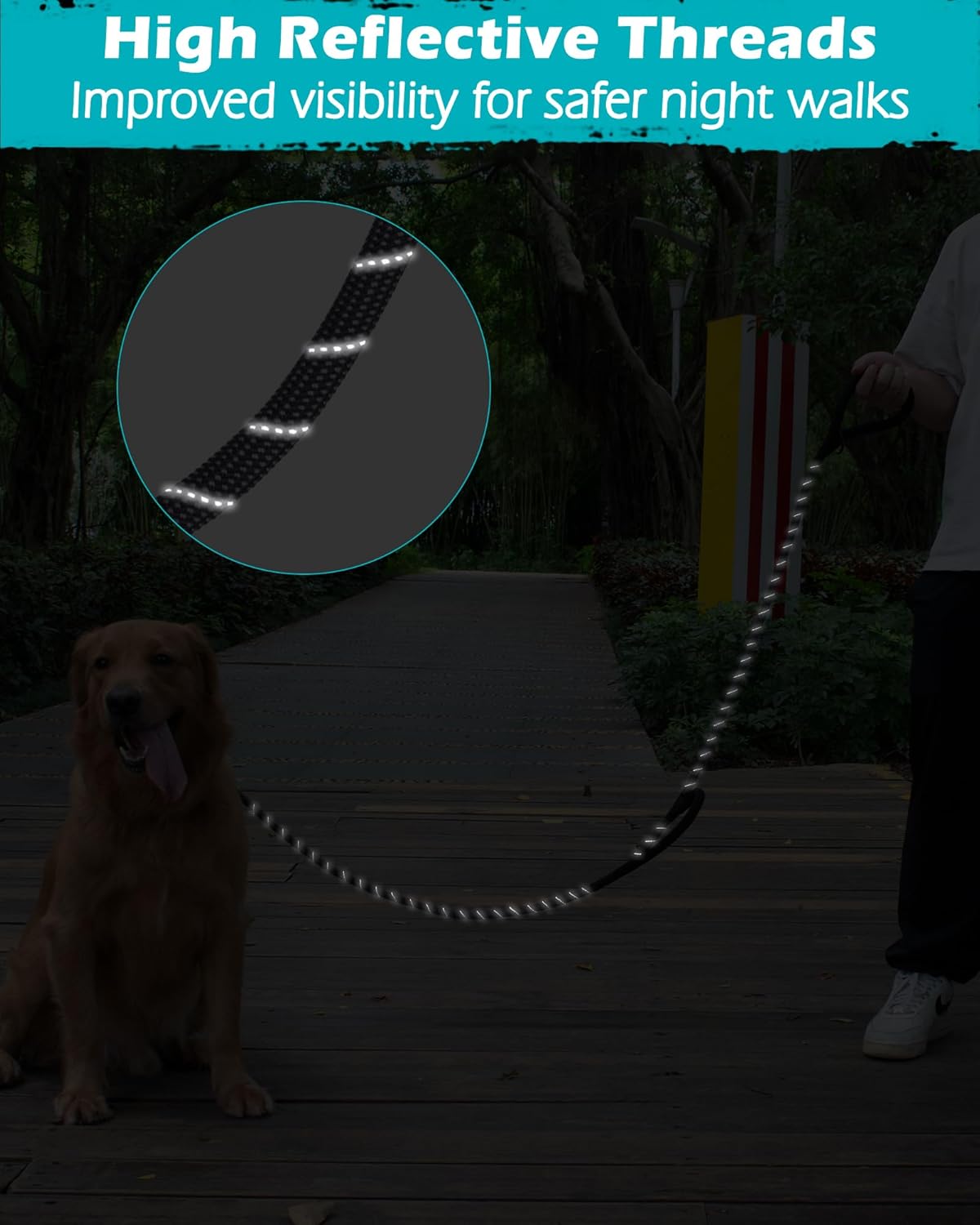 Thumbnail 4 de PetBonus Reflective Rope Dog Lead (1.8 m) with Lockable Hook & Padded Handles