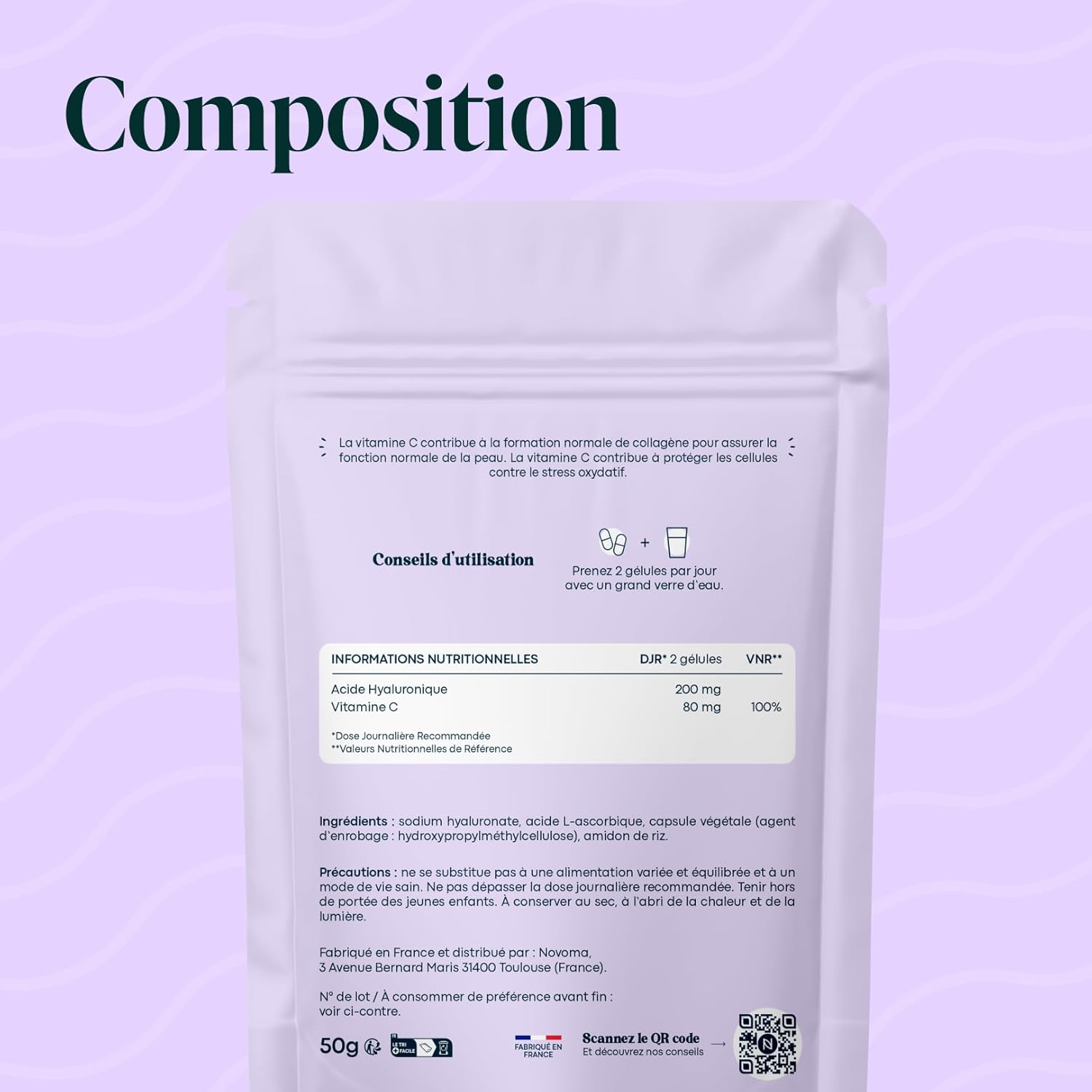 Thumbnail 6 de Acide Hyaluronique Pur Essentials by NOVOMA – 120 gélules vegan (cure de 2 mois)