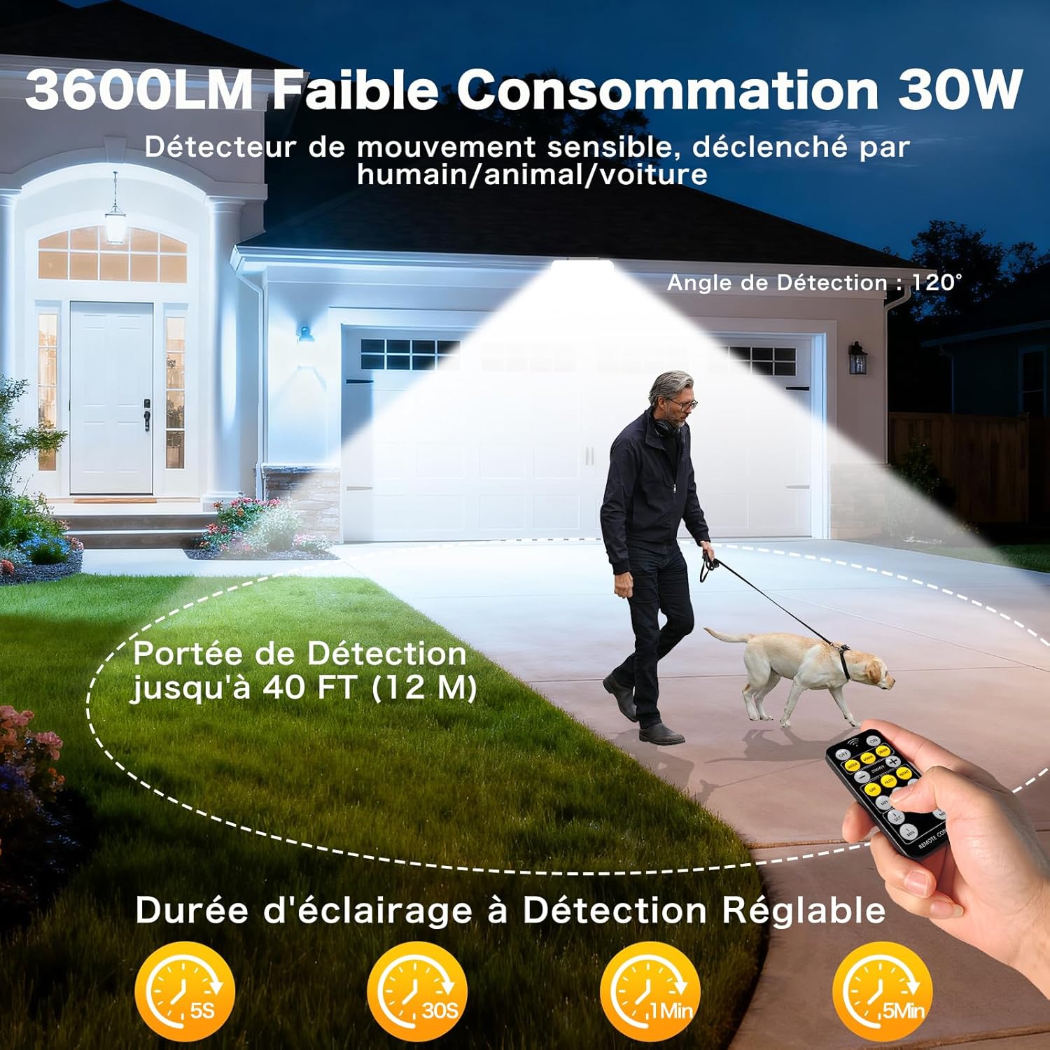 Thumbnail 1 de Projecteur LED Extérieur 30W avec Détecteur et Télécommande – 3600 lm, 132 LEDs, IP65