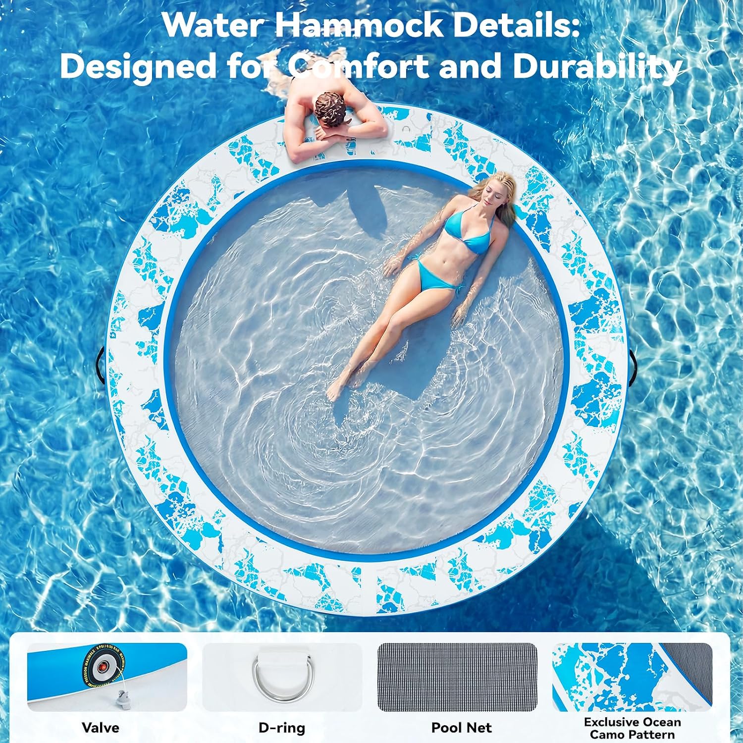 Detalle de Danrelax 6-12FT Round Inflatable Floating Dock with Sunchill Float Ring