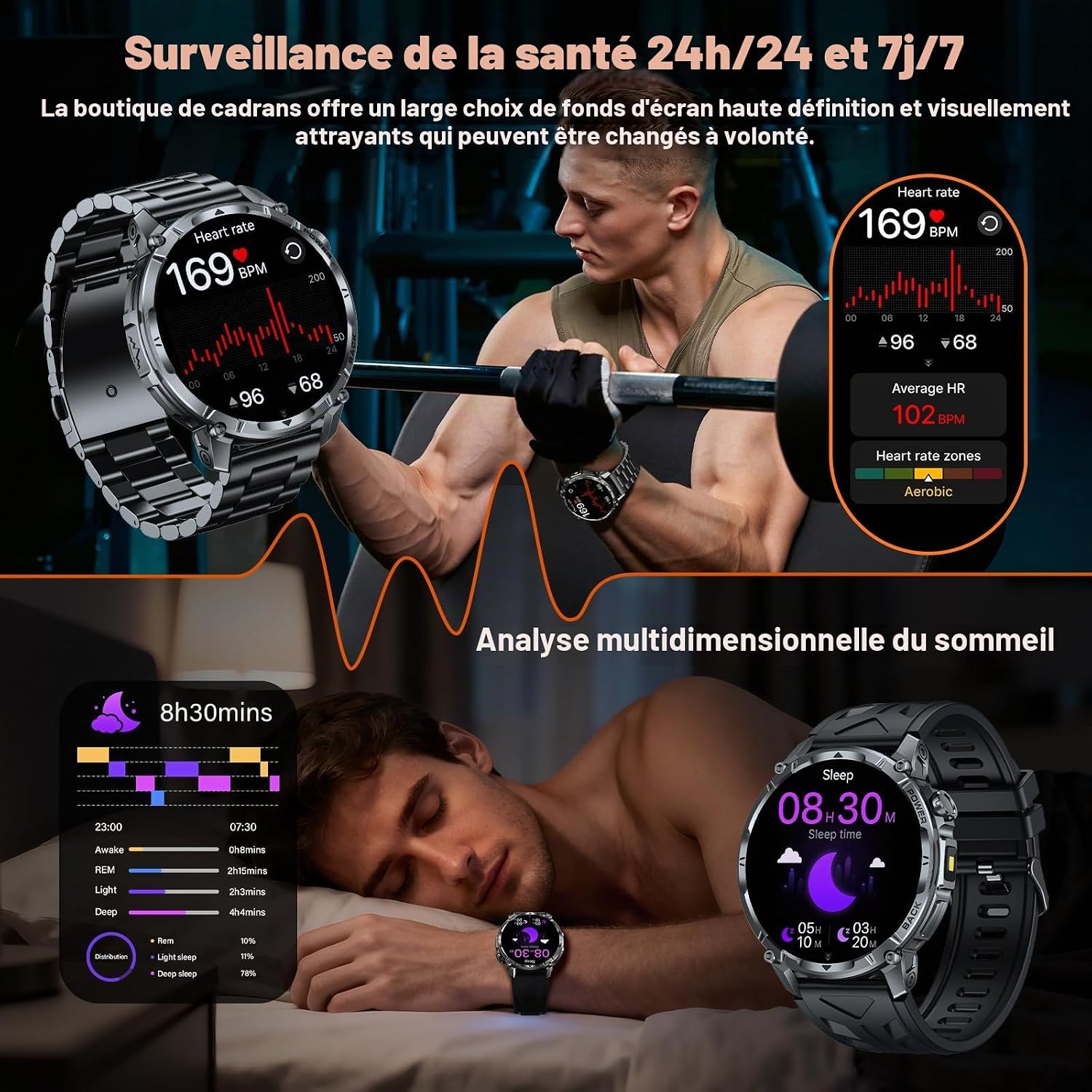 Thumbnail 6 de SLOKSFil iw12 smartwatch met 1,7 inch-scherm, ledlamp en 110+ sportmodi