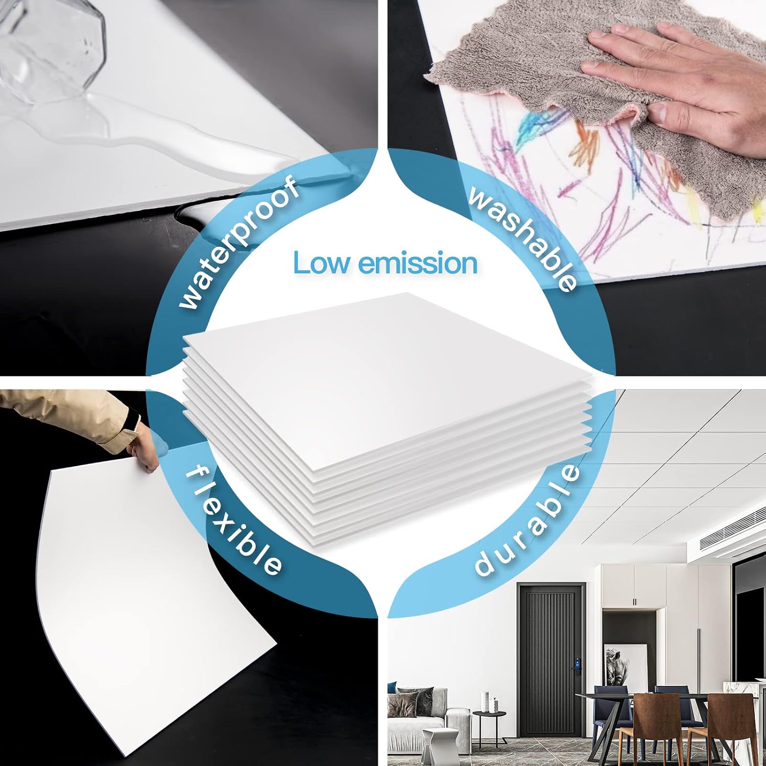 Thumbnail 4 de Art3d PVC Drop Ceiling Tiles in White (24x24in) — 24-Pack, Waterproof & No Sag
