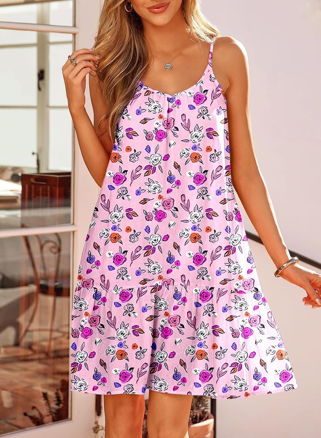 Detalle de Dokotoo Women's Summer Dress with Spaghetti Straps