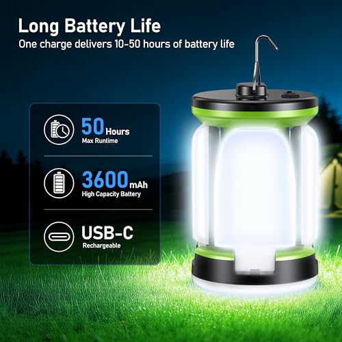 Detalle de Blukar Lámpara Camping LED Recargable, 7 Modos y 360° de Iluminación