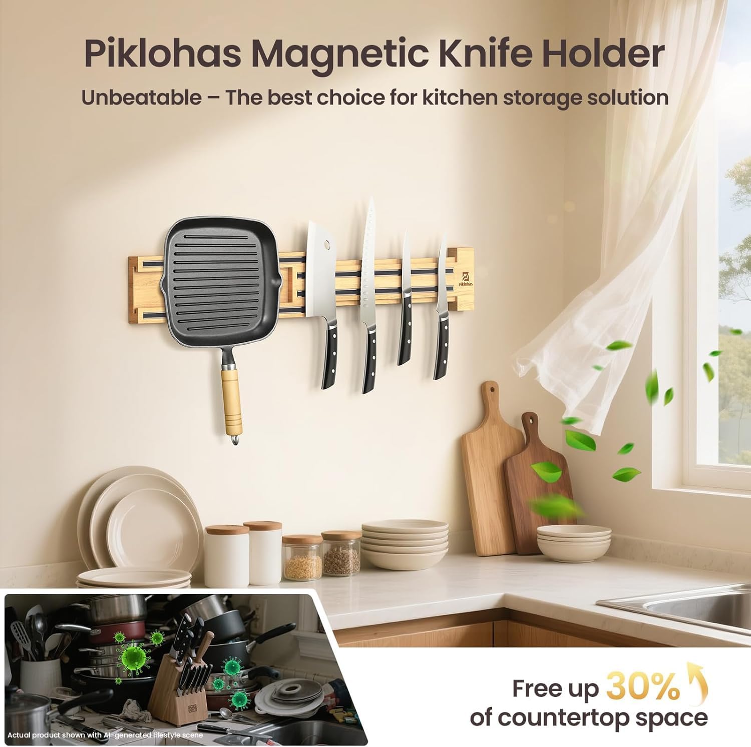 Detalle de Piklohas Magnetic Knife Holder, 16.5-Inch