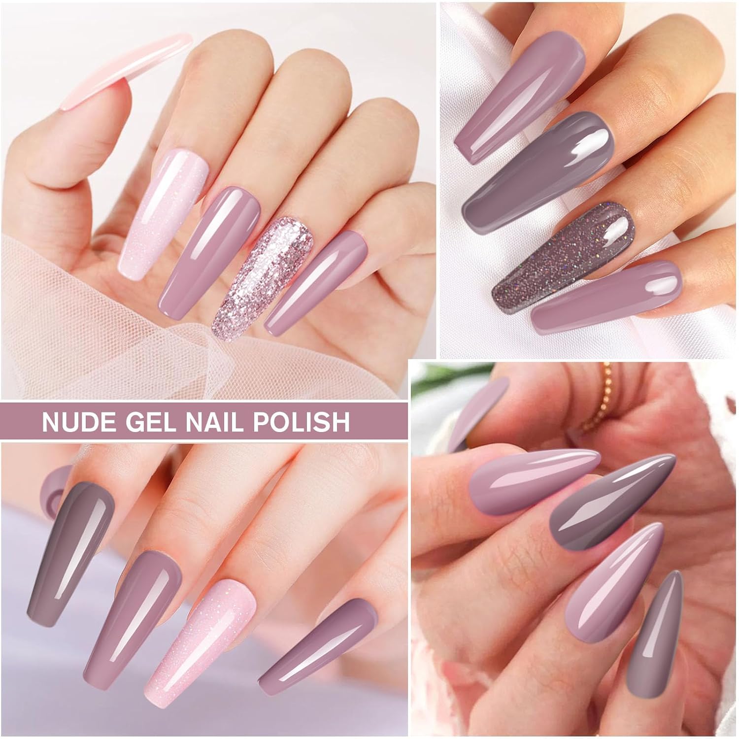 Thumbnail 3 de Shining She UV-Nagellack-Set mit 6 Farben (Glitzer & Nude), 8 ml pro Flasche – für DIY Nailart zu Hause