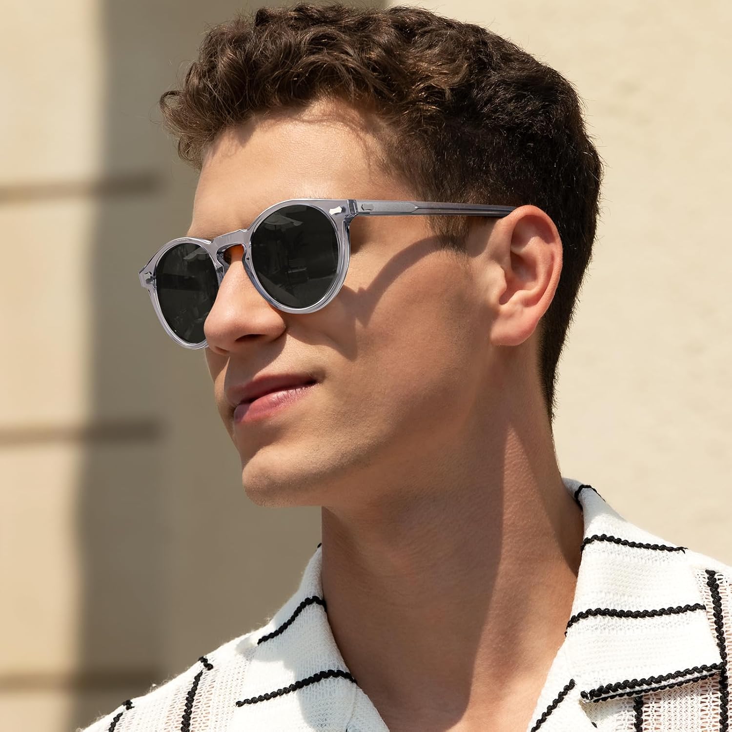 Thumbnail 2 de CARFIA Polarisierte Sonnenbrille Herren – Rundrahmen mit Lederetui