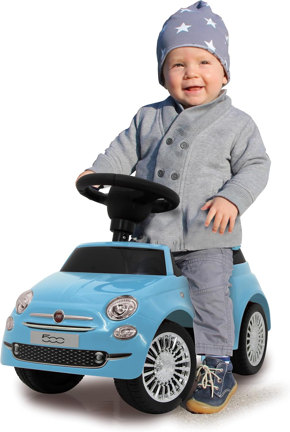 Detalle 2 de Jamara 460327 Fiat 500 – niebieski jeździk z bagażnikiem i dźwiękami