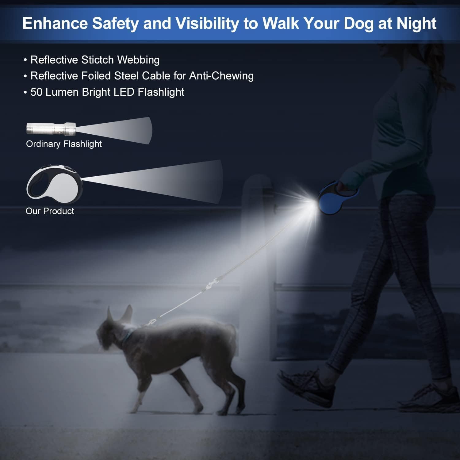 Thumbnail 4 de Extendable Dog Lead with LED Light 5M