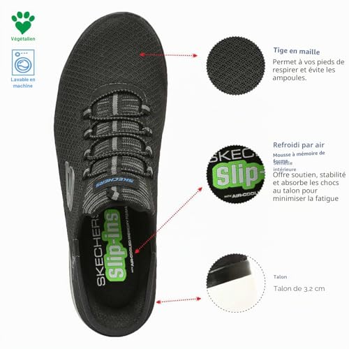 Thumbnail 5 de Skechers Homme Summits High Range Slip-In ENTRAINEUSE – Black Mesh/Wht Trim (42 EU)