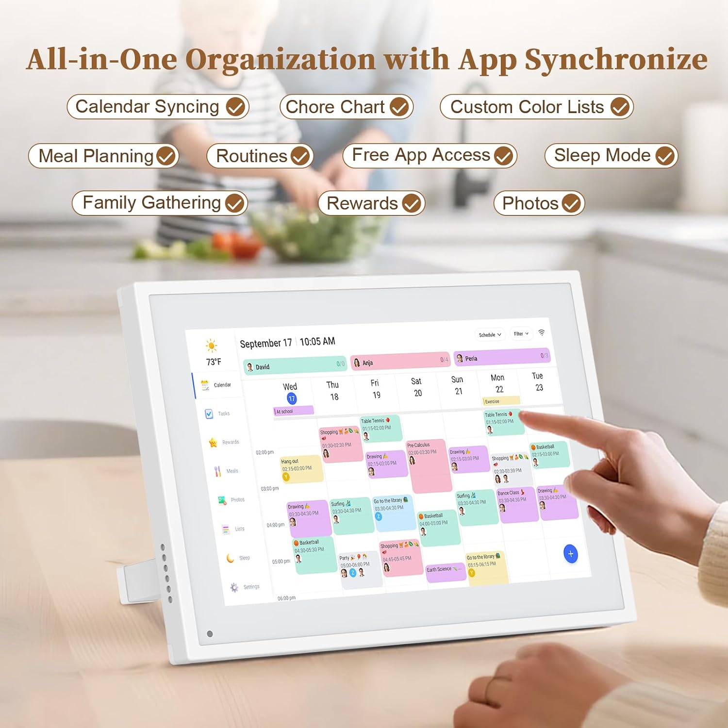 Thumbnail 2 de Herncptar Smart Digital Calendar 10.1" HD Touch Screen – A practical family planner with built‑in photo frame