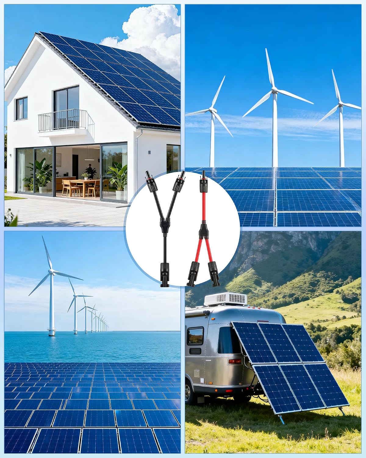 Detalle 1 de Binamao 6 mm² Y-fördelare för solkabel, 1Y2 med MMF- och FFM-kontakter