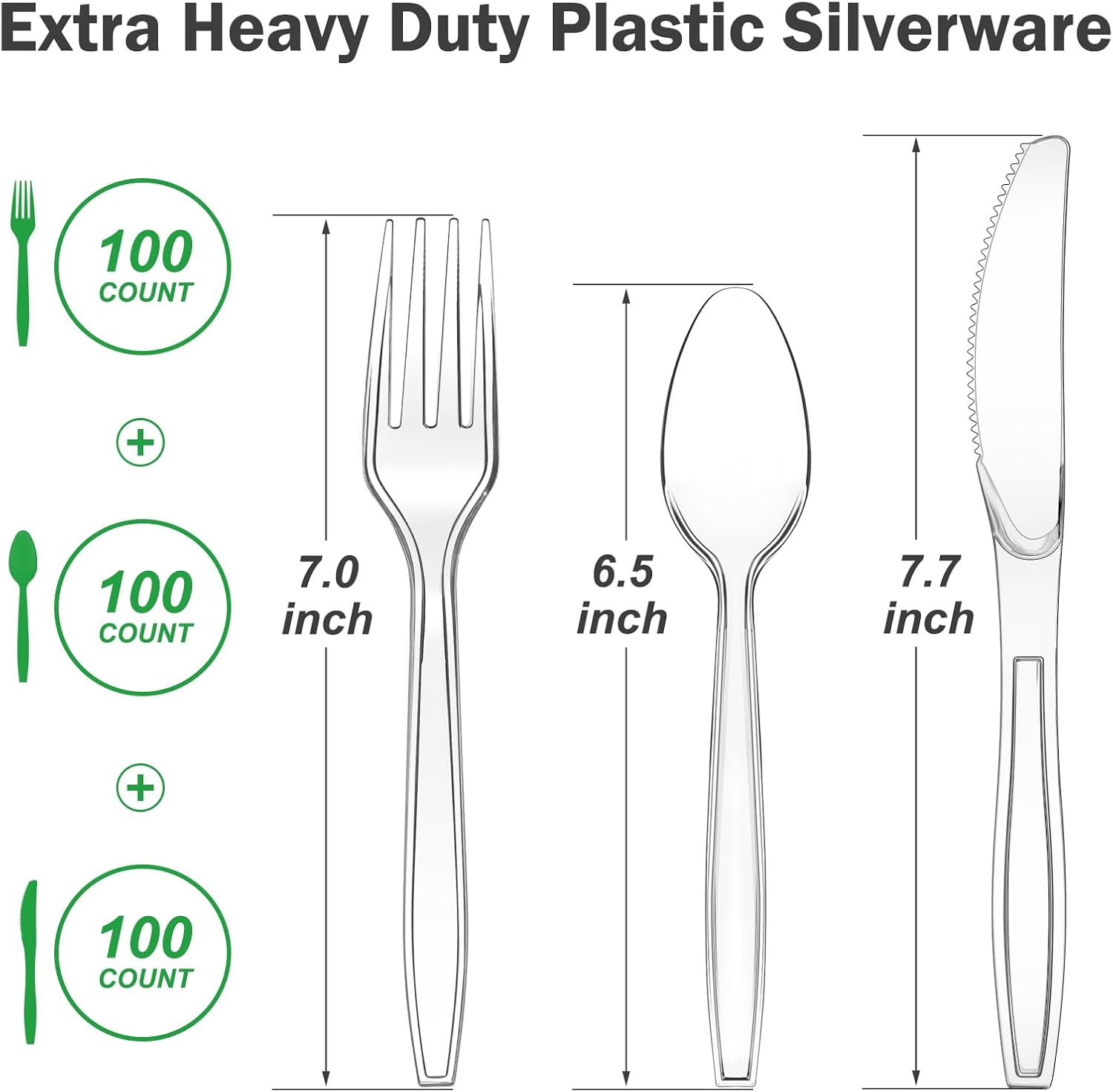 Detalle 2 de Dealusy 300 Count Extra Heavy Duty Plastic Cutlery