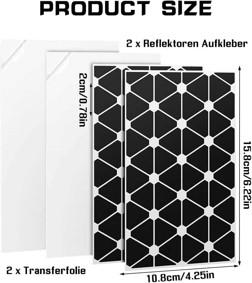 Detalle 2 de Aoreun Reflektoren Sticker 2er Set – Selbstklebende Lichtreflex-Aufkleber für Fahrrad, Kinderwagen und mehr