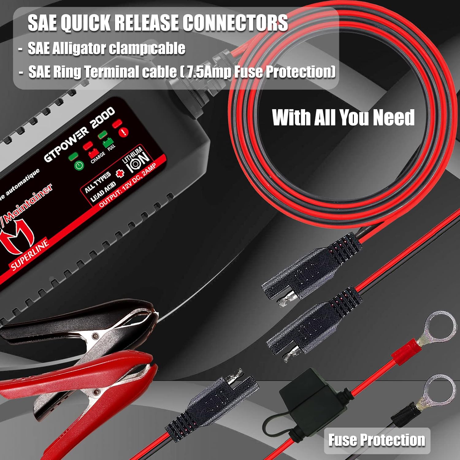 Thumbnail 3 de MOTOPOWER MP00207A 12V 2Amp Automatic Battery Charger for Lithium-Ion & 12V Lead Acid