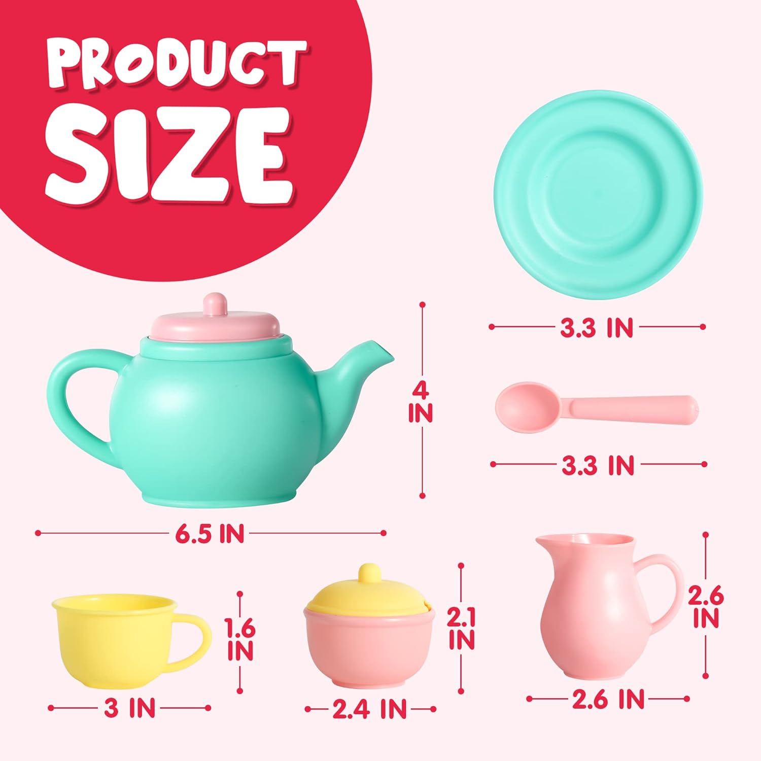 Detalle de JOYIN Pretend Play Tea Party Set (18 pcs) BPA & PVC-free plastic tea set