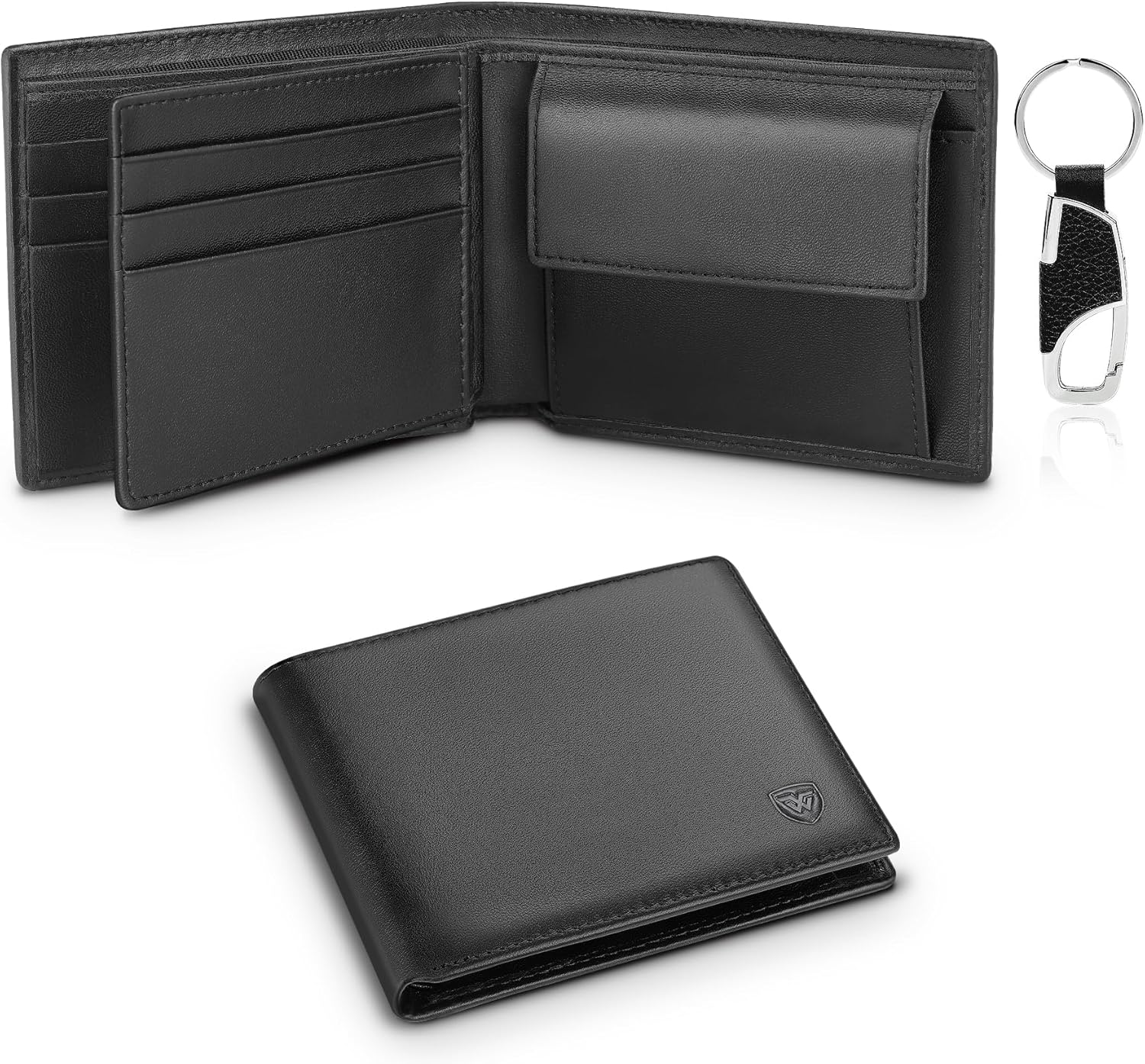 Thumbnail 6 de WONSEFOO Portafoglio Uomo in Vera Pelle con Blocco RFID, Mini Porterà 9 Carte, Finestra ID e Portamonete