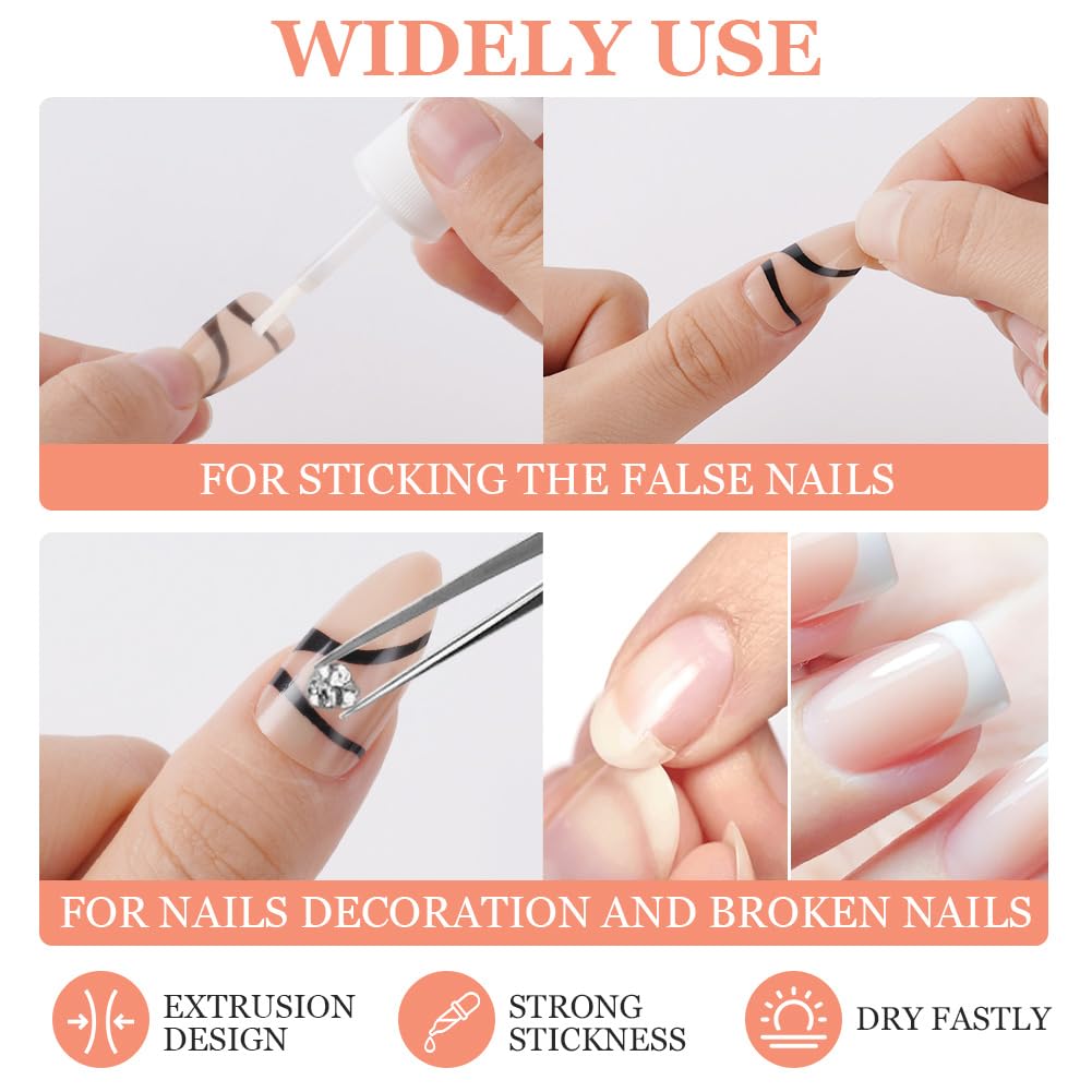 Detalle de Pegamento para Uñas Postizas 3x7ml 💅 Reparación y Adhesivo Profesional