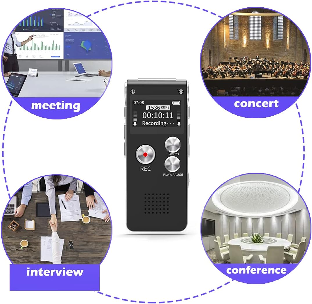 Thumbnail 6 de Fikyra 32GB digital voice recorder โ 30h battery ๐