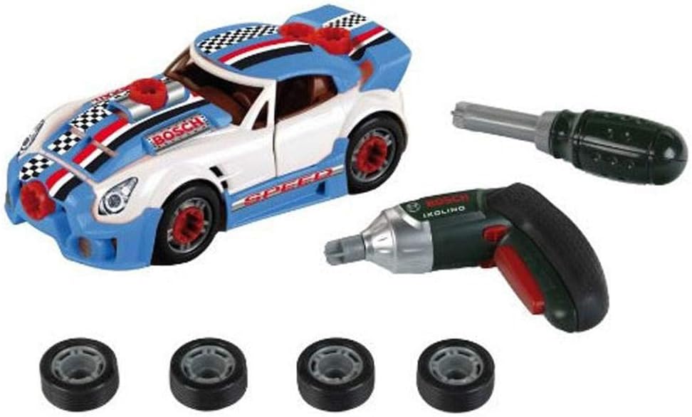 Theo Klein 8668 Set Bosch per la messa a punto dell’auto con avvitatore a batteria Ixolino