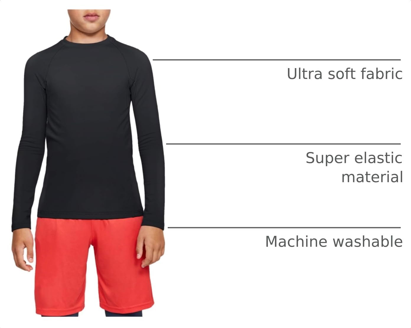 Detalle 2 de TELALEO Boys' Compression Shirt, Long Sleeve
