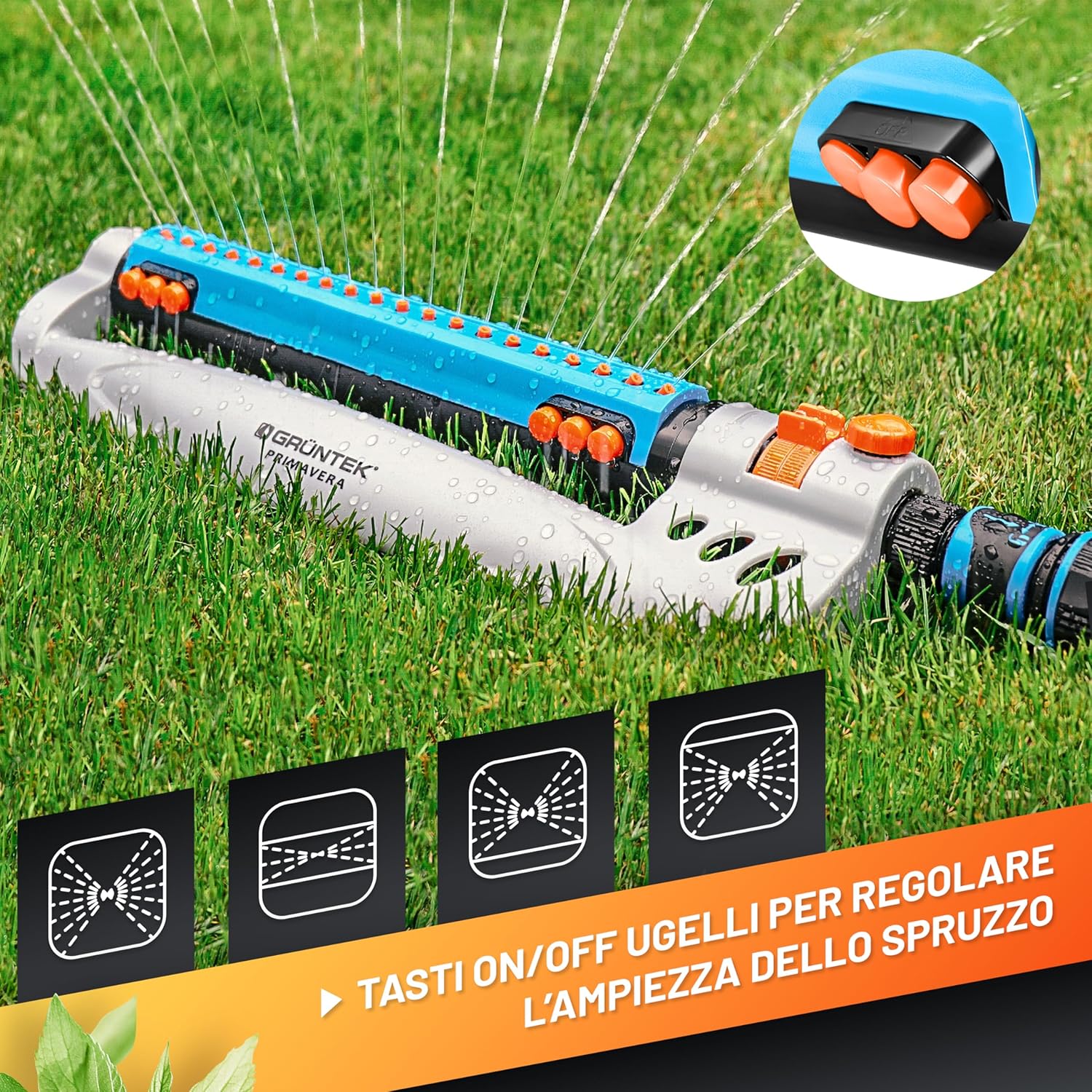 Detalle de GRÜNTEK Irrigatore da Giardino Oscillante Automatico Rettangolare – Copertura ampia e versatilità per superfici fino a 462 m²