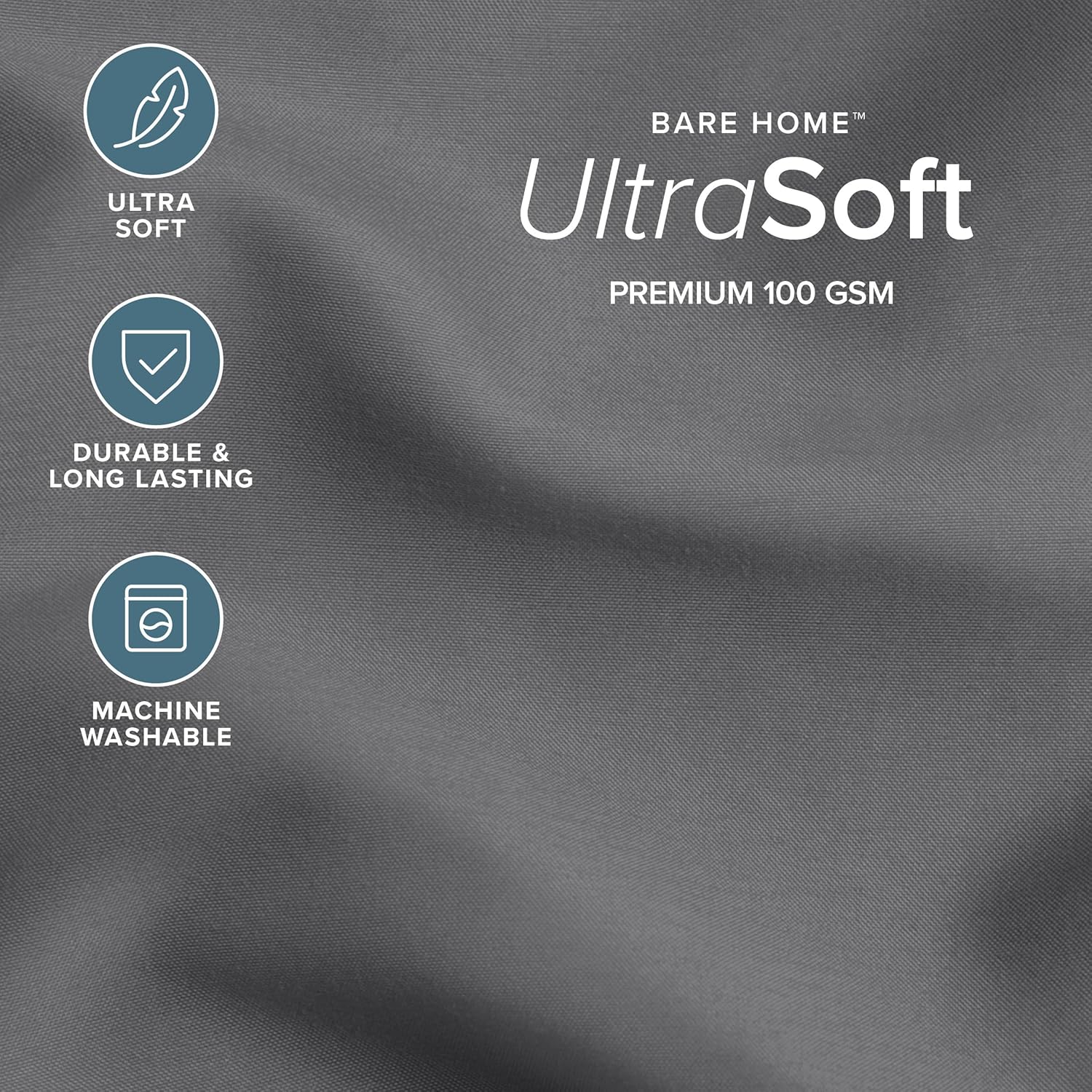 Detalle de Bare Home Comforter Set - Twin XL, Ultra-Soft Goose Down Alternative (Grey)