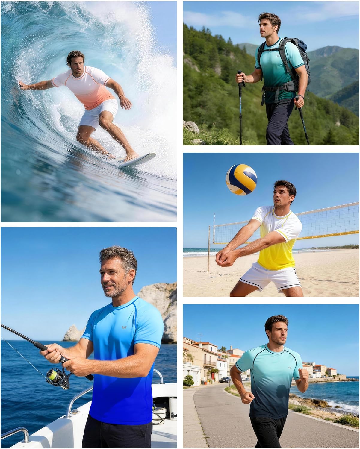 Detalle de WISMBOX Men's Short Sleeve Rash Vest with UPF 50+ – Quick Dry UV Swim Top