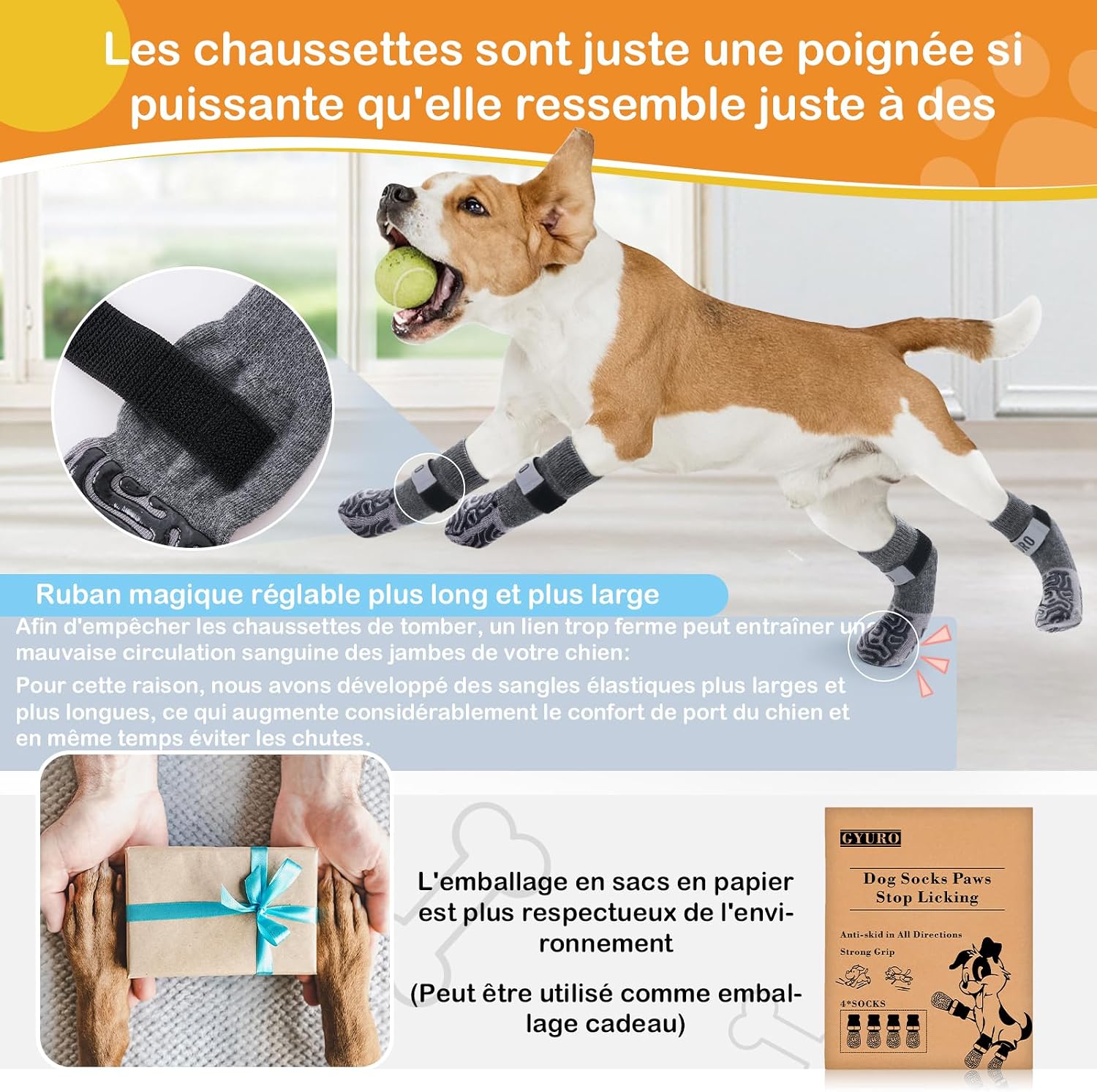 Detalle de GYURO 2 Paar rutschfeste Hundesocken