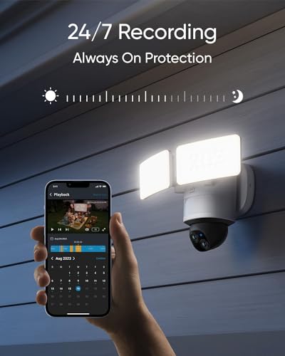 Detalle de eufy Security Floodlight Camera E340: Dual-Lens 360° Coverage with AI Tracking