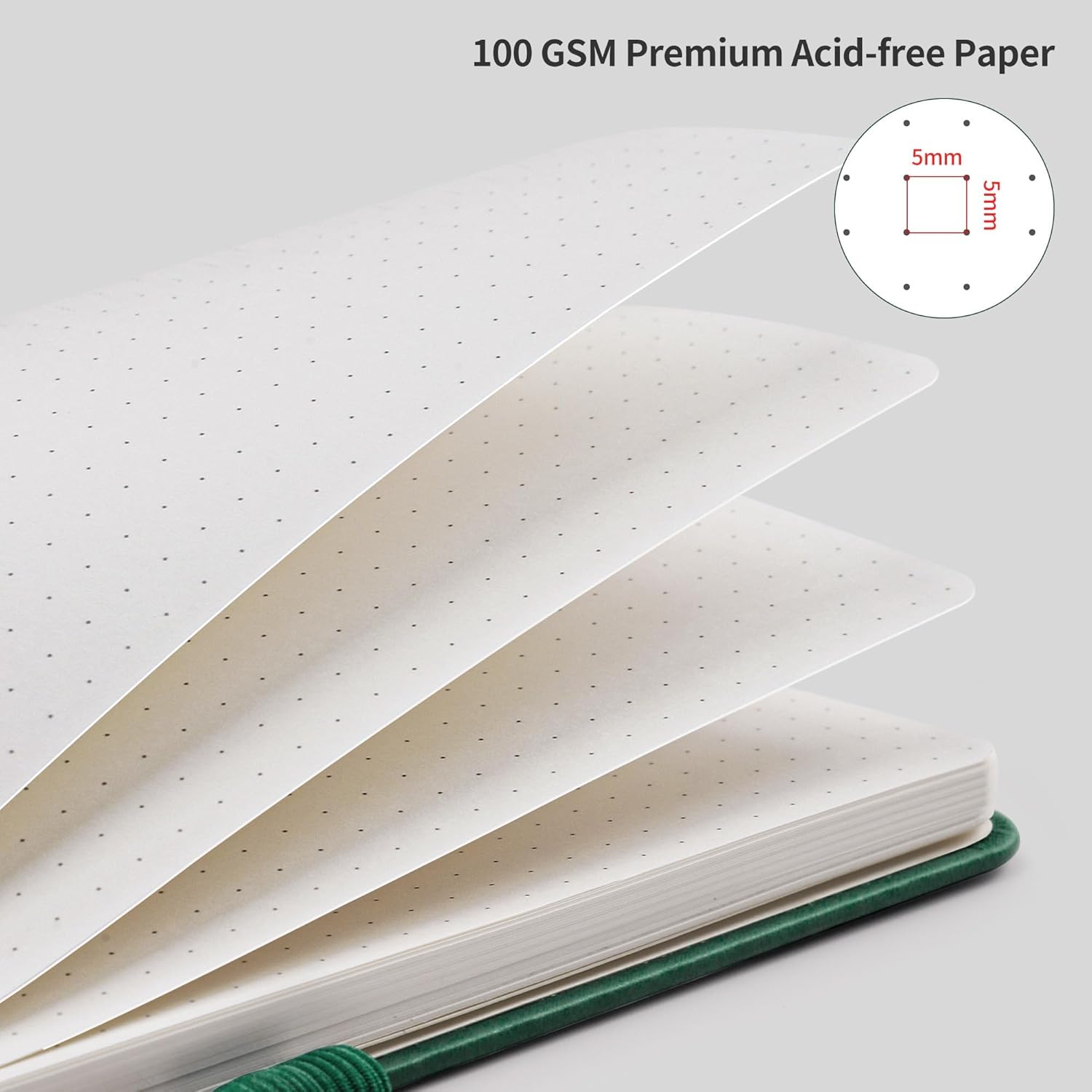 Thumbnail 2 de RETTACY Notizbuch A5 Dotted – 192 Seiten, 100 g/m² Papier, Dunkelgrün, Hardcover Bullet Journal
