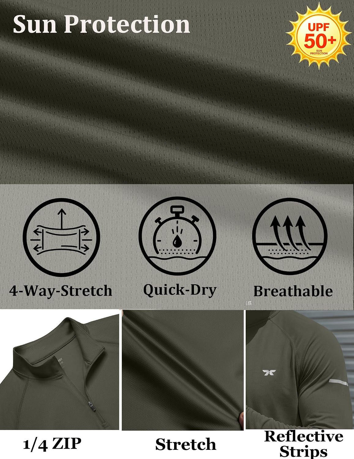 Thumbnail 6 de COOFANDY Men's Quarter-Zip Pullover UPF 50+