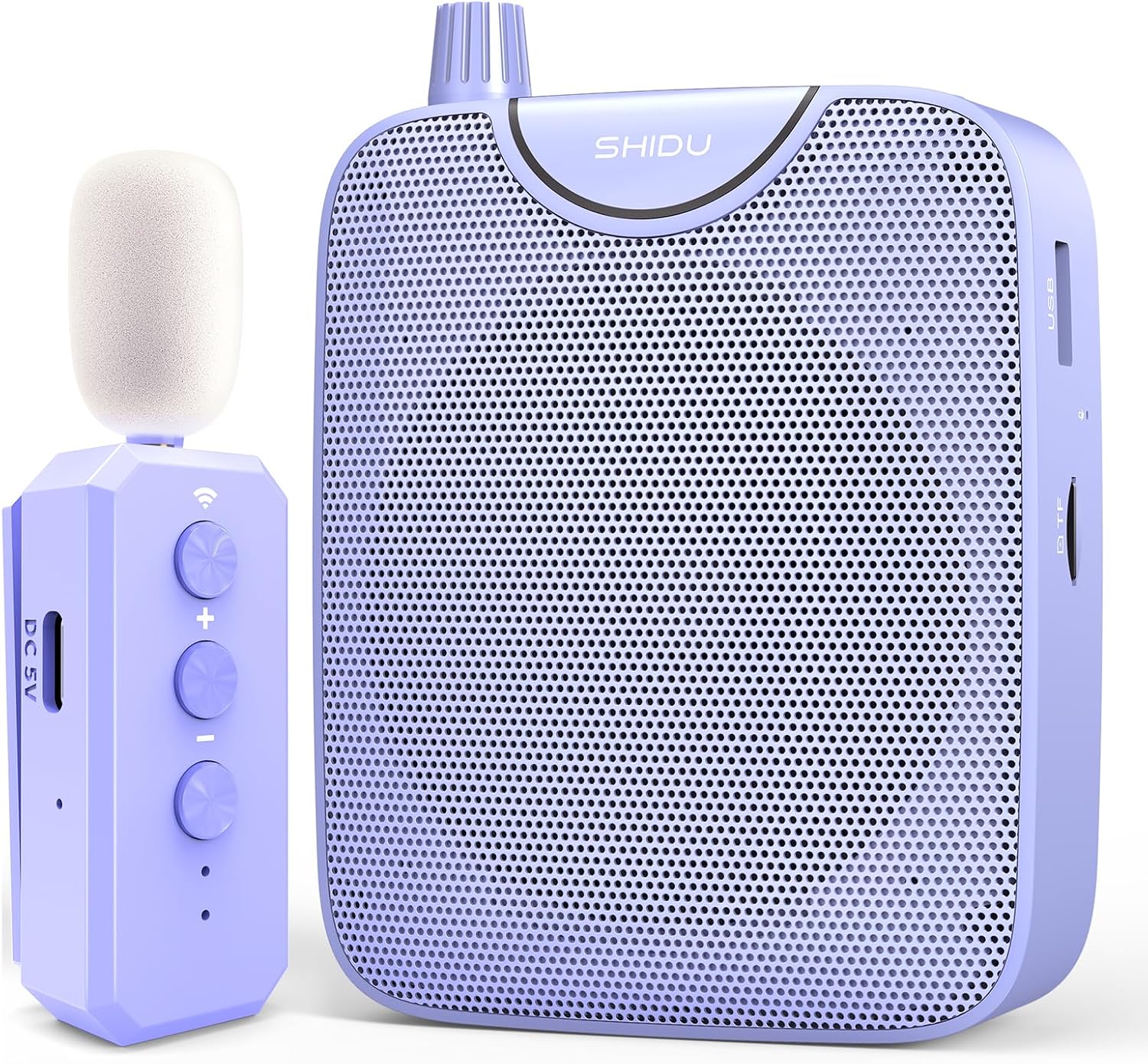 Detalle de SHIDU M500-U66-Purple 35W Voice Amplifier with Wireless Lavalier Mic