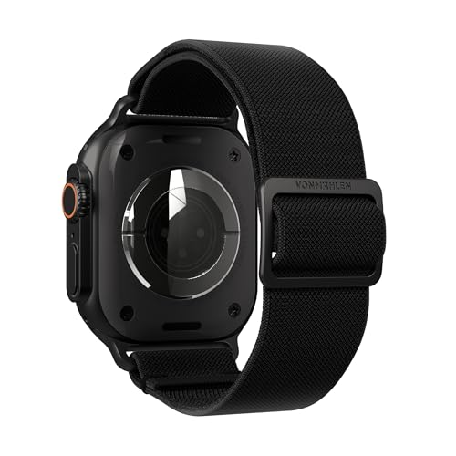 Detalle de VONMÄHLEN Classic Nylon Loop: Robustes Armband für Apple Watch 40/41/42 mm – All Black