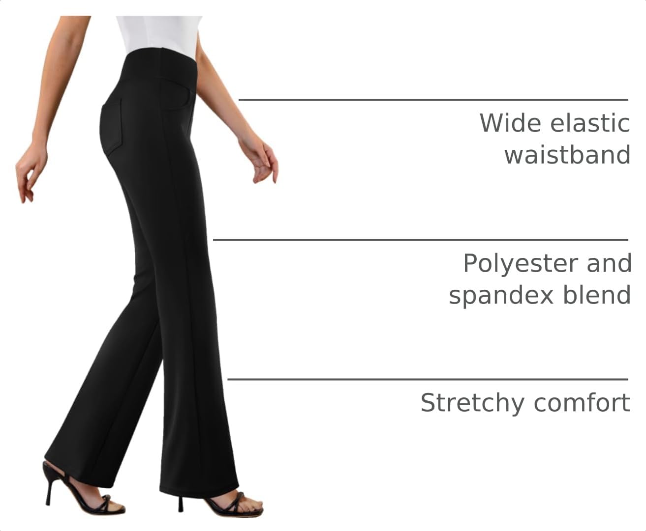 Detalle de DLOODA Women's Stretch Work Pants, High-Waisted Bootcut with 4 Pockets