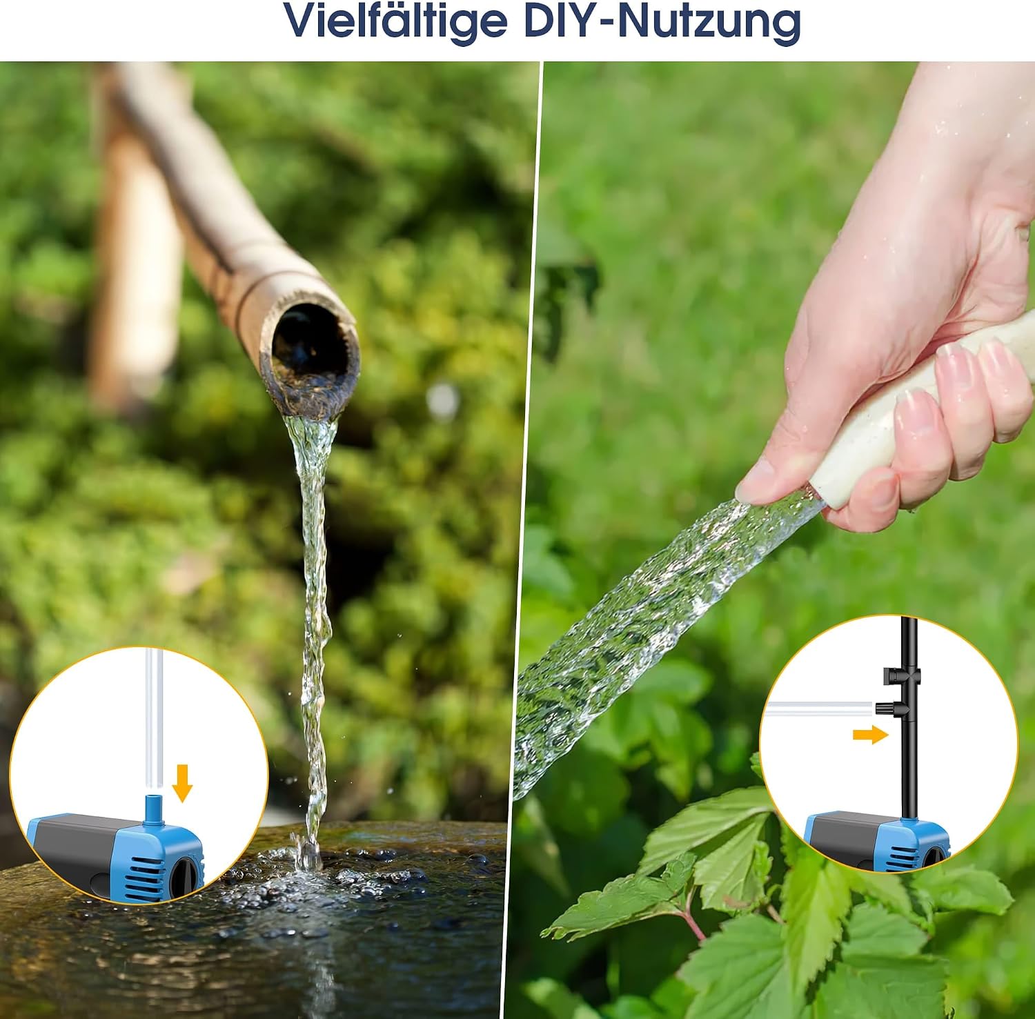 Thumbnail 3 de Biling Solar Springbrunnen für Außen – 12W Solarpumpe mit 605 l/h, 4 Düsen und 2 m Schlauch