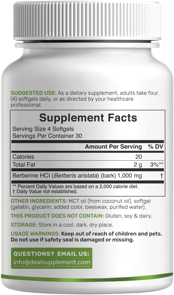Detalle de Berberine supplement 1,000 mg per serving