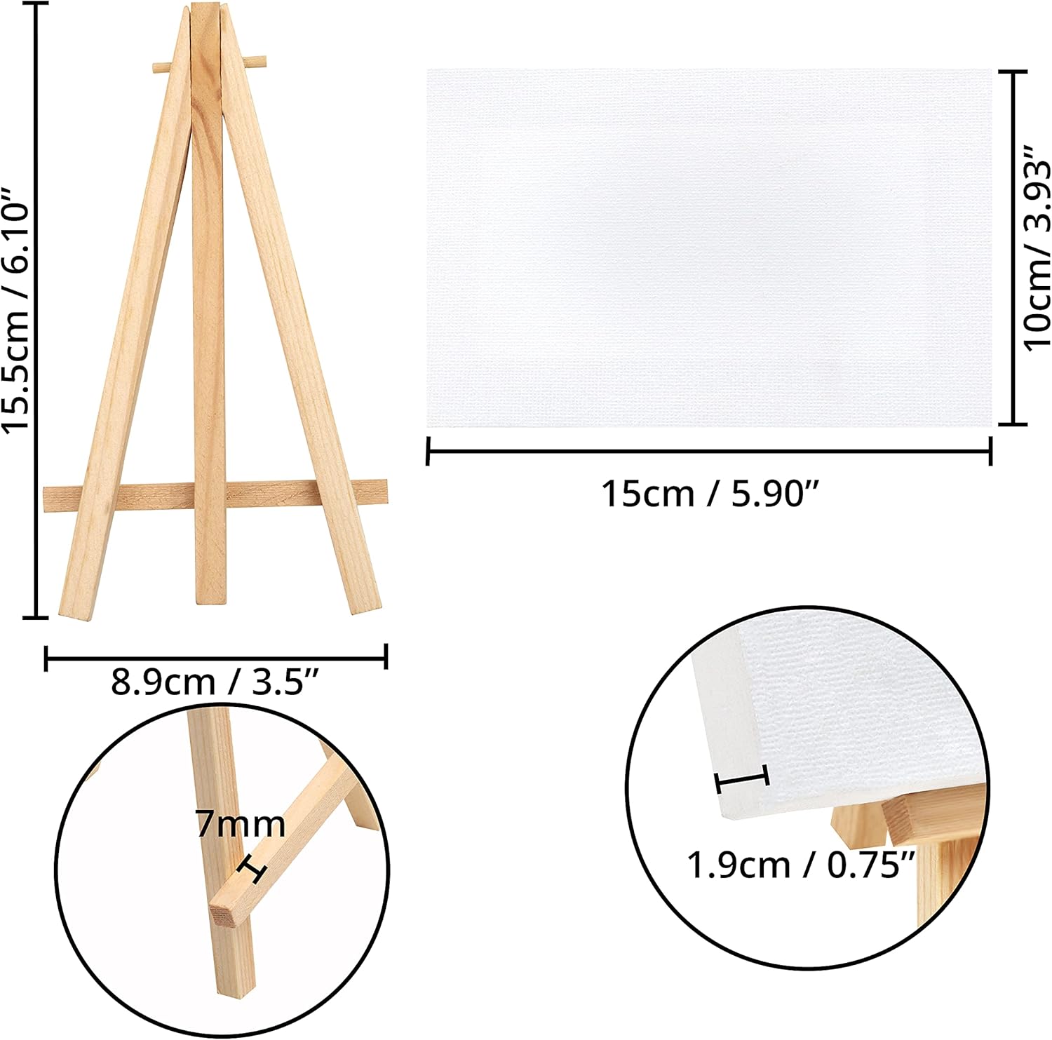 Thumbnail 1 de Belle Vous Mini Art Canvas Pack 10 with Easel 📚