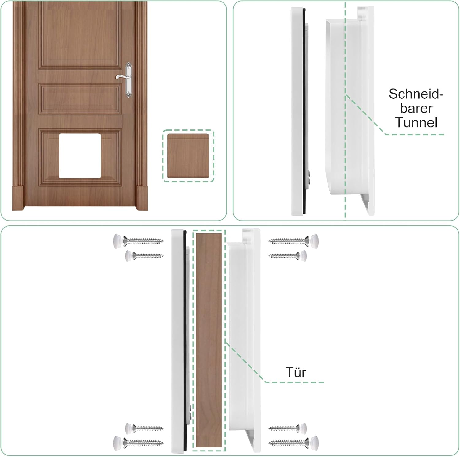 Detalle de Katzenklappe XL – einfache Montage, 4‑fach Verriegelung, Innen/Außen Tür, Wand oder Fenster