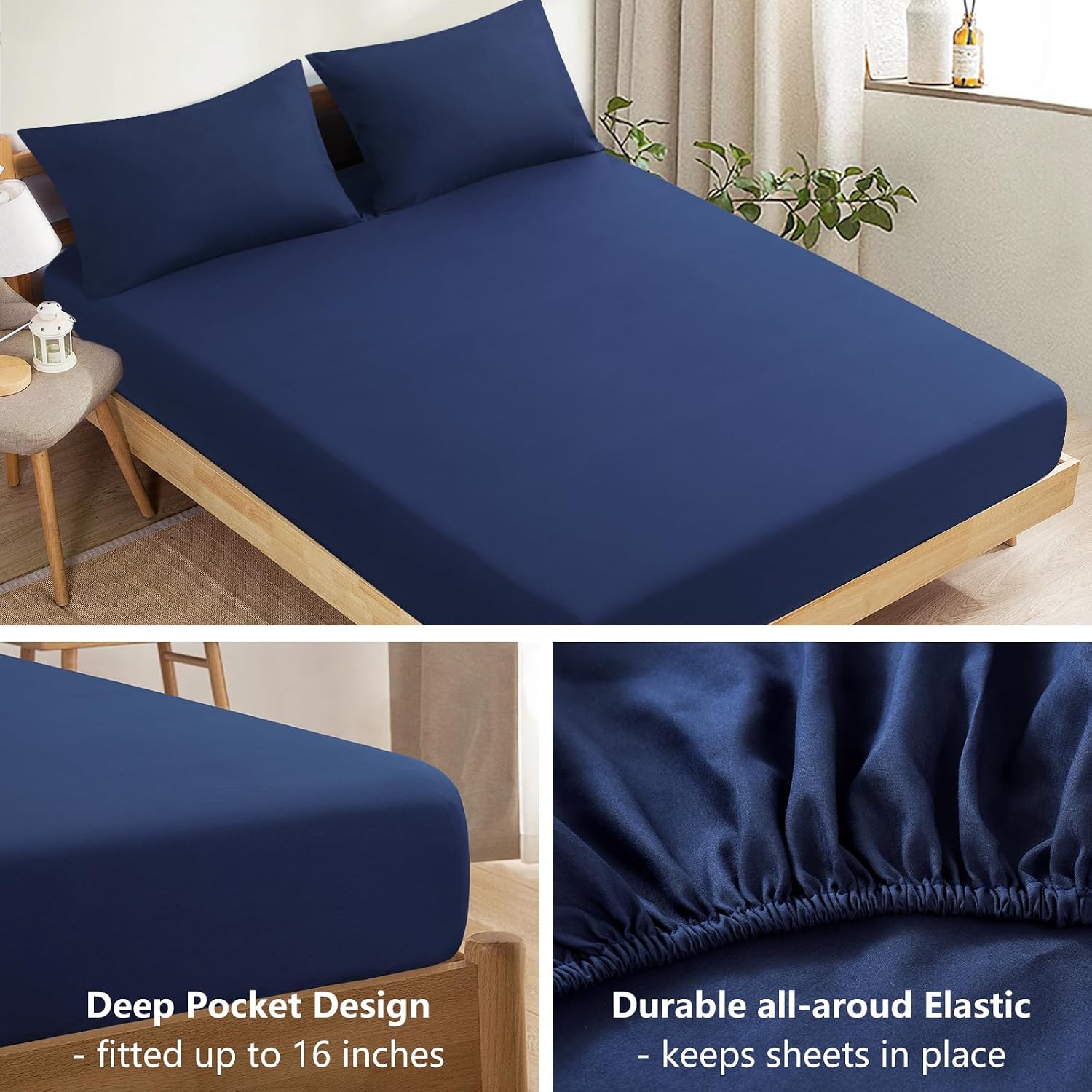 Detalle 2 de RUIKASI Bedding Double 4-piece duvet set Navy Blue