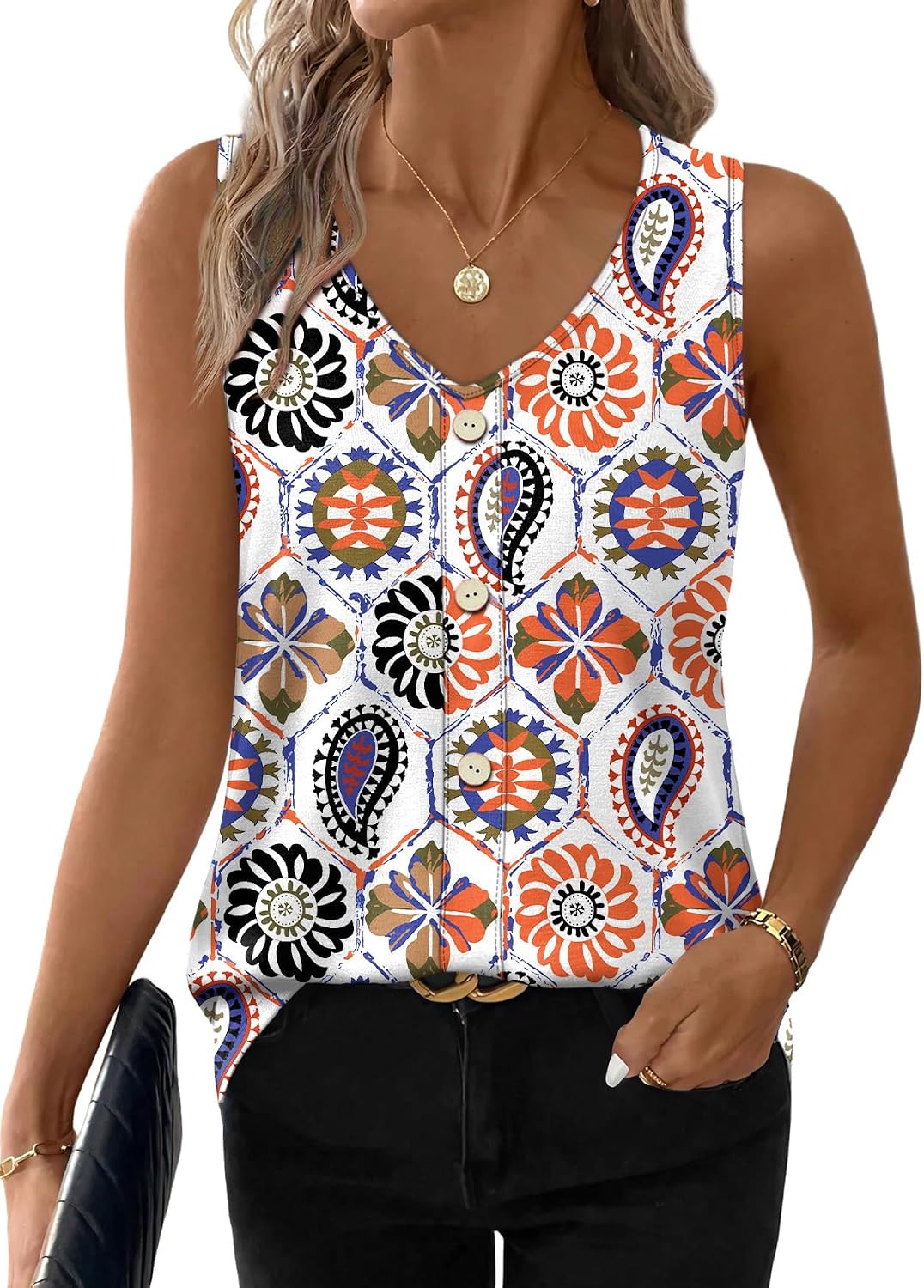 Detalle de Aokosor Ladies Eyelet Embroidery Tank Top