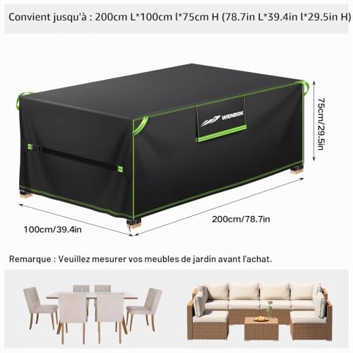 Thumbnail 1 de QCCQ Housse de Protection pour Meubles de Jardin Imperméable 200x100x75cm